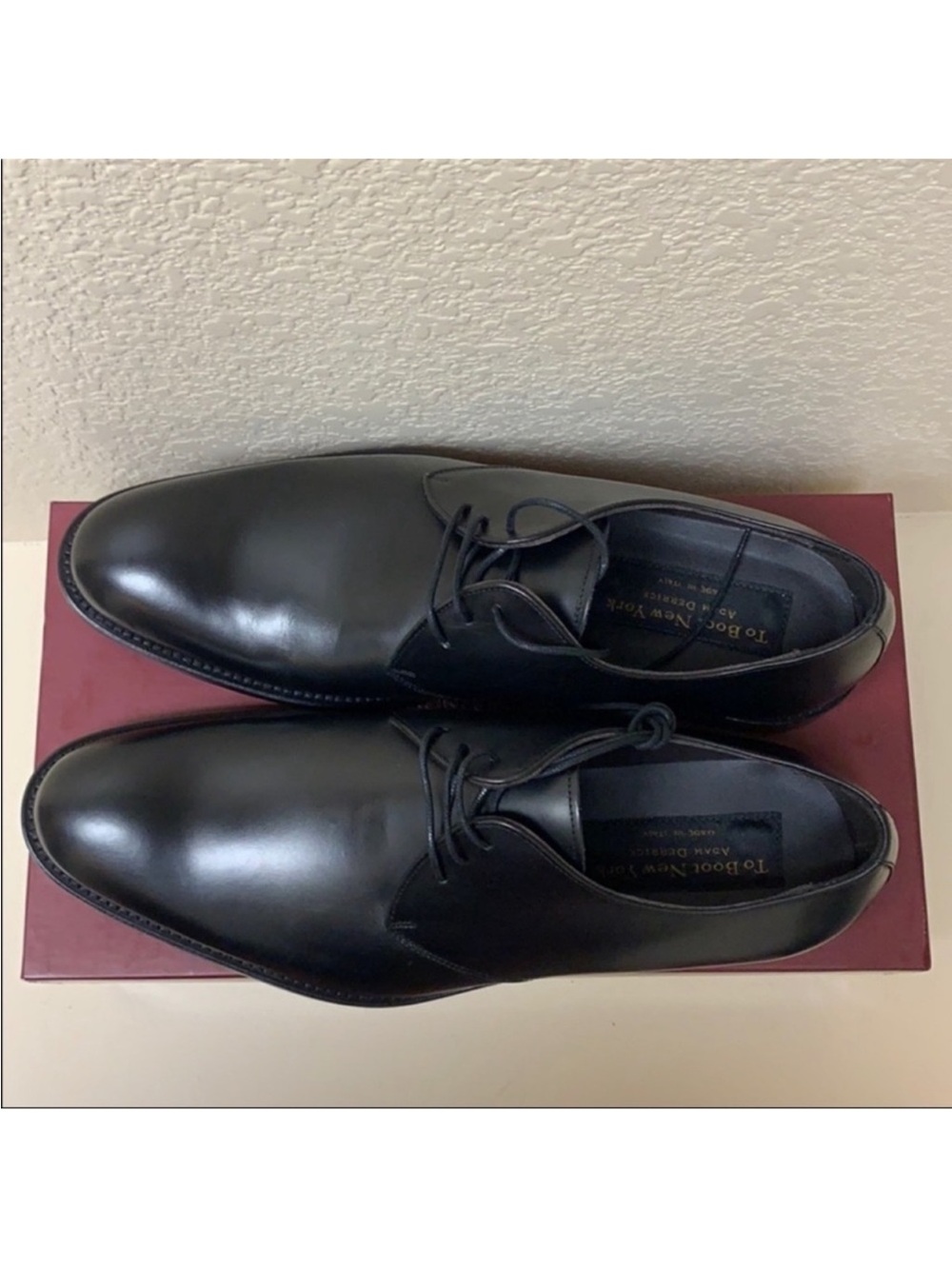 To Boot Black Leather Plain-Toe Derby Shoes